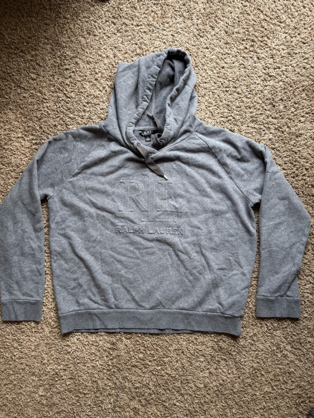 Lauren Ralph Lauren Heather Gray Hooded Pullover Sweatshirt
